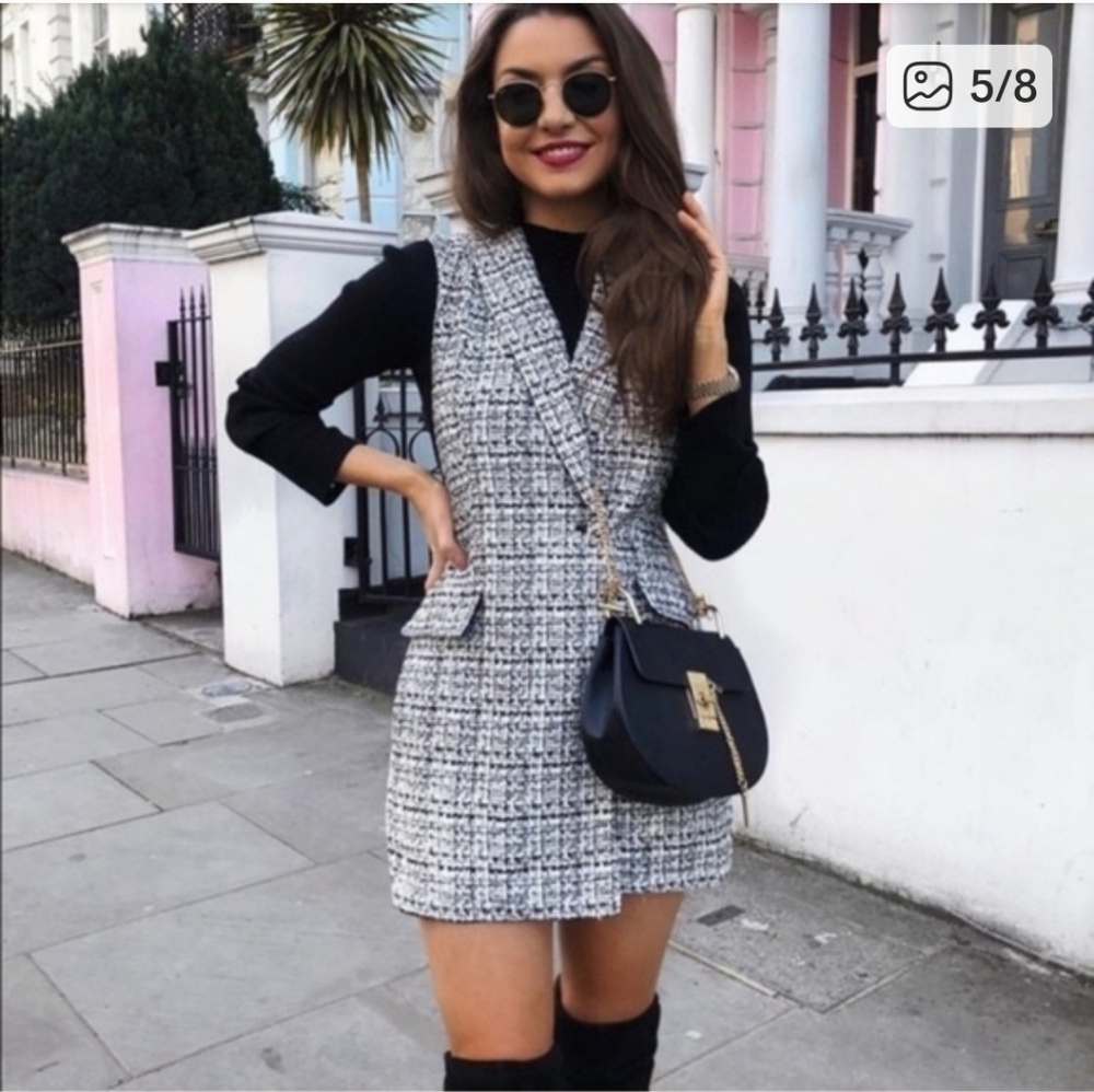 Zara Black and White Tweed Romper - Picture 4 of 8